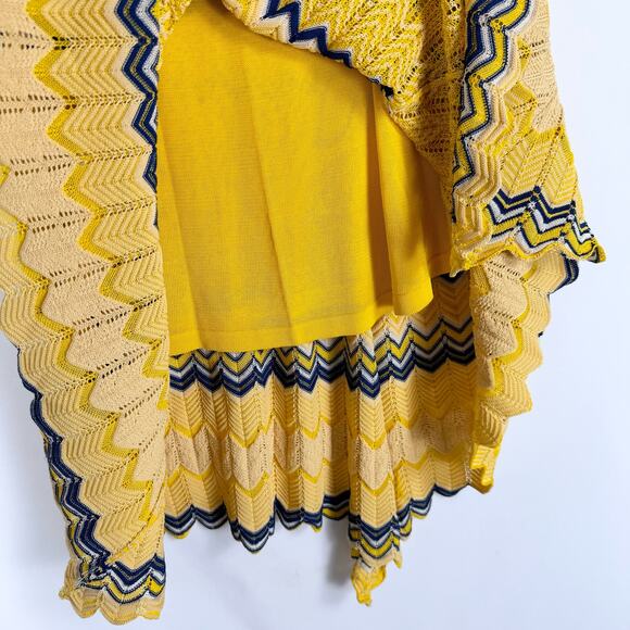 Sandro Paris Womens Zig Zag Wrap Top Midi Skirt 2PC Set 1 / XS Yellow - Picture 8 of 16